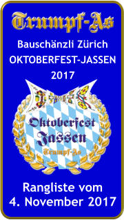 Bauschänzli Zürich OKTOBERFEST-JASSEN 2017       Rangliste vom 4. November 2017